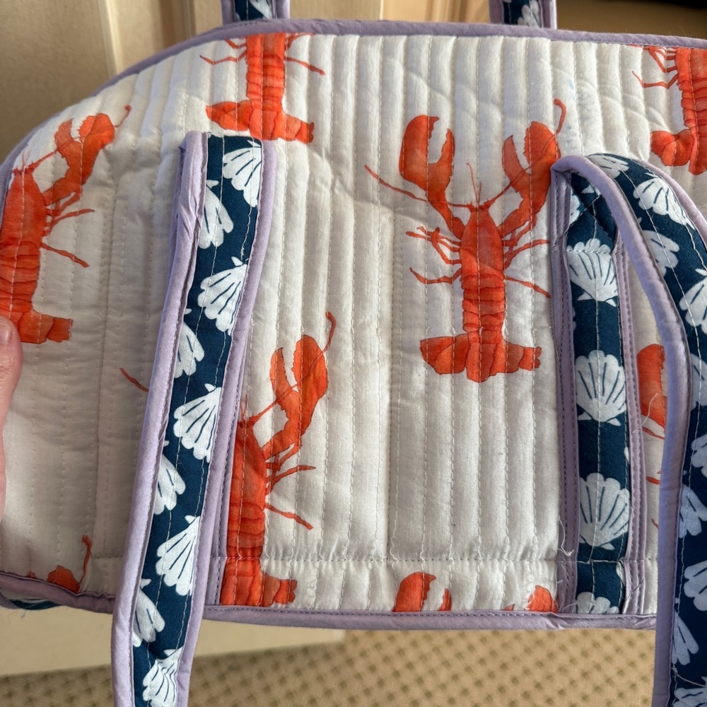 Sara Fitz Lobster & Shell Print Barrel Shaped Tote Bag - Picture 12 of 16